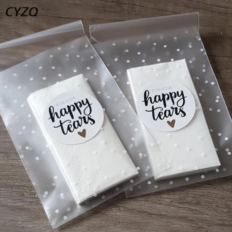 Gift Packages Plastic Cookie Pocket Cute Bow Design Candy Bag Self-Adhesive