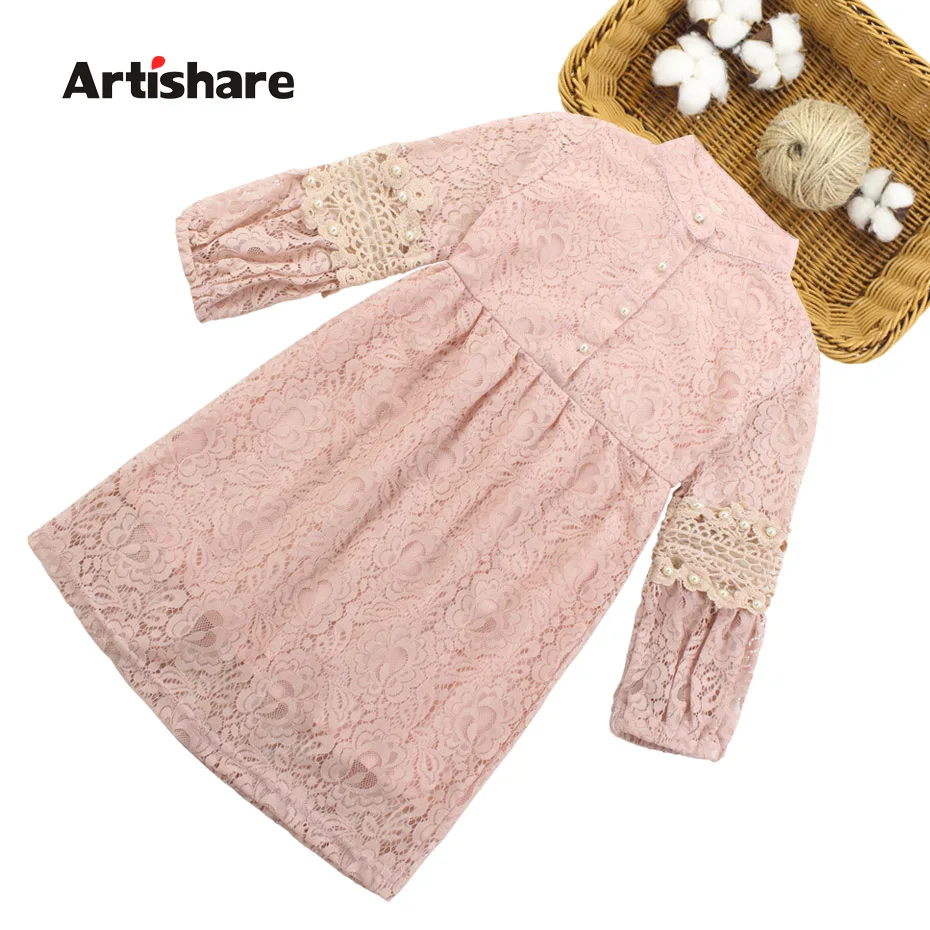 Платья для девочек с кружевными цветами, Vestidos, детское праздничное платье с длинными рукавами для девочек детская осенне-зимняя одежда для девочек 10, 12, 13 лет