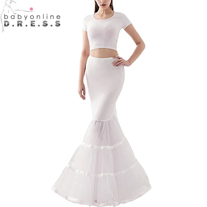 

3 Hoops Bone Bridal White Mermaid Wedding Petticoat Marriage Skirt 2019 Crinoline Underskirt Wedding Accessories Jupon Mariage