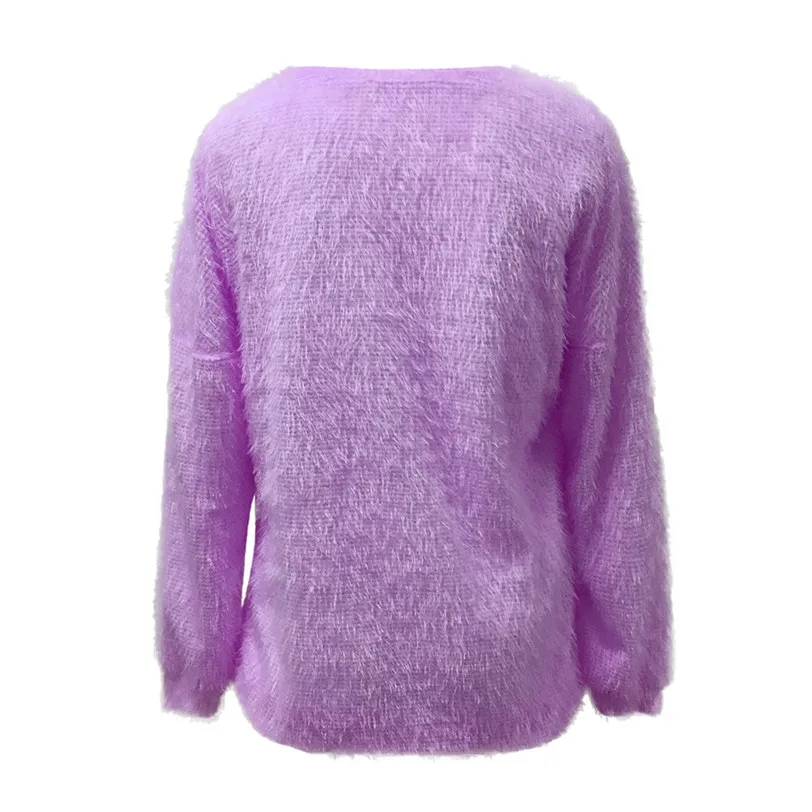 Candy Colors Pullover Plus Size Loose Knitted Sweater Warm Latern Long Sleeve Sweater Casual Solid Jumpers Ladies #F#40NV01 (10)
