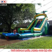 Надувная Пальмовая горка с водным бассейном для семьи/надувная летняя водная горка