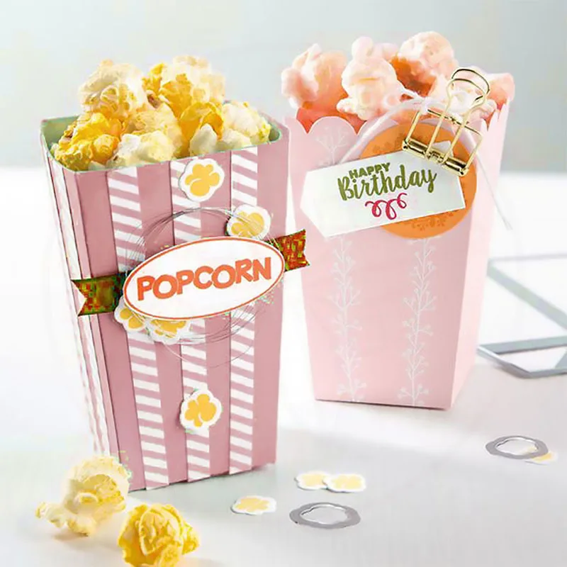 

Julyarts 10Pcs/lot 140*108mm New Popcorn Box Metal Cutting Dies Embossing Stencil Scrapbooking Card Album Template Punch Craft