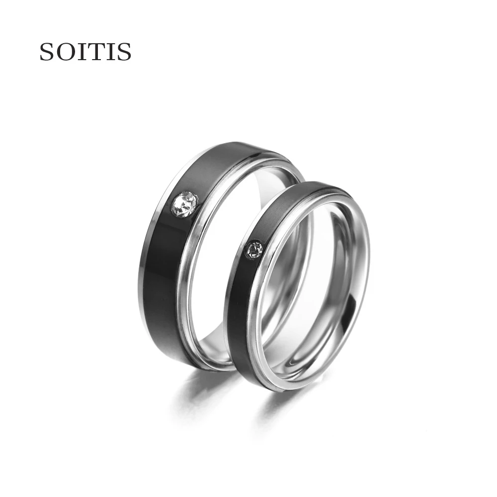 SOITIS черно-серебристый цвет нержавеющая сталь обручальное кольцо для мужчин и