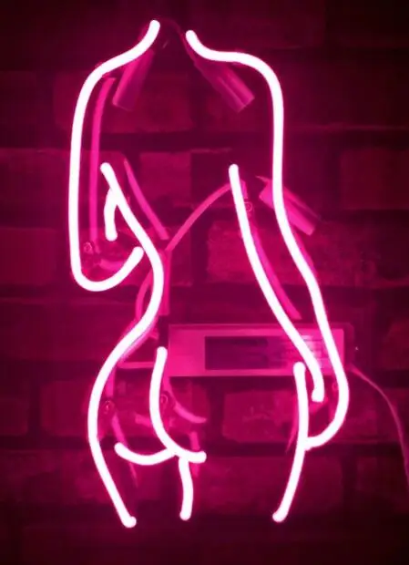 Custom Pink Lady's Back Glass Neon Light Sign Beer Bar