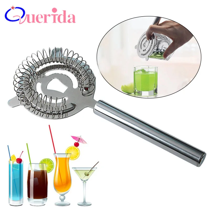 2Pcs Stainless Steel Long Handle Cocktail Shaker Beer Filter Wire Mixed