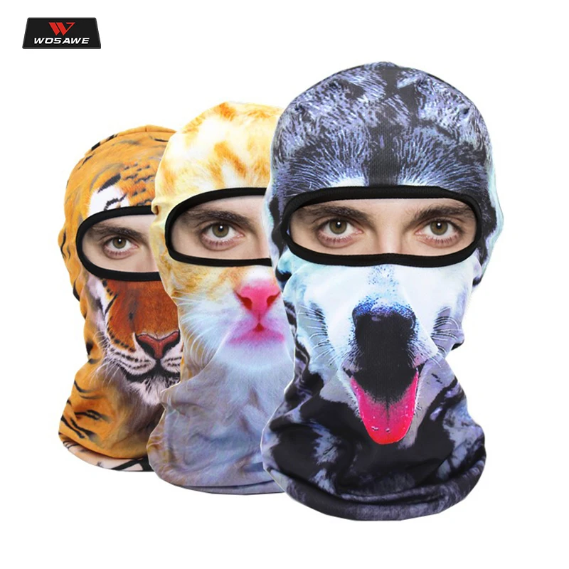 

WOSAWE Balaclava Motorcycle Full Face Mask 3D Animal Cat Dog Hats Helmet Windproof Breathable Airsoft Mask Scarf Neck Warmer