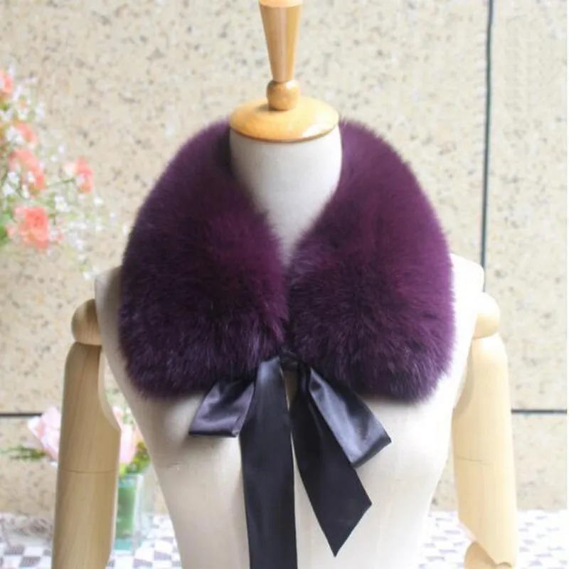 FXFURS натуральным лисьим меховой воротник лента Глушитель мех зимний теплый шарф Лисий меховой воротник для шерстяное пальто украшения прекрасная девушка - Цвет: purple