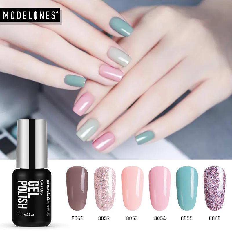 

Modelones 6Pcs/Lot UV Nail Gel Polish Nail Art Set Semi Permanent UV Nail Enamel Varnish Soak Off Purple Color Led Gel