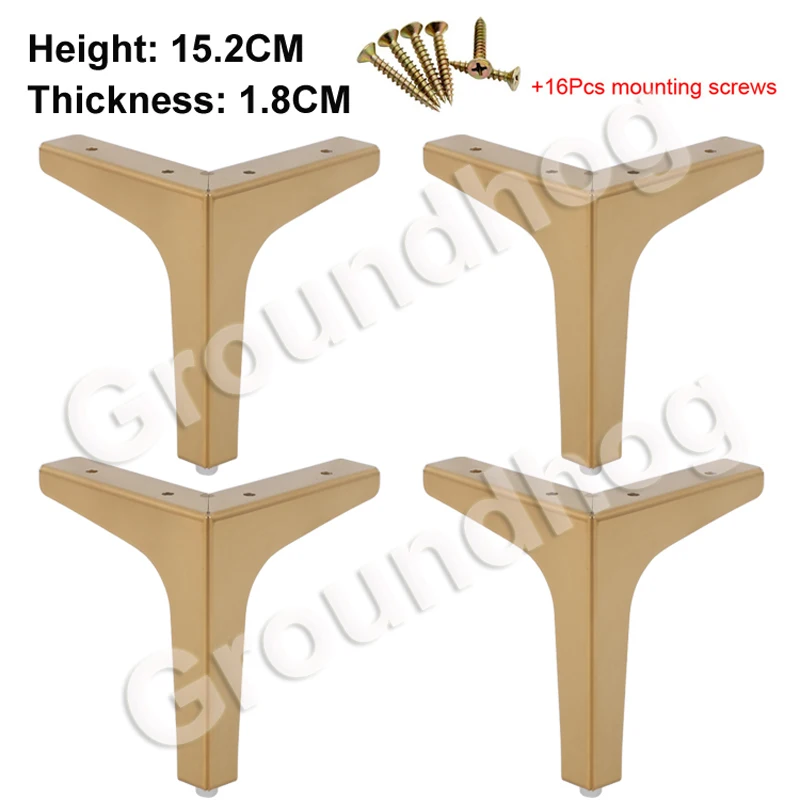 4 шт/лот из нержавеющей стали диван шкаф для чашек мебель ноги кофе чайный бар ноги - Цвет: Gold 15.2cm