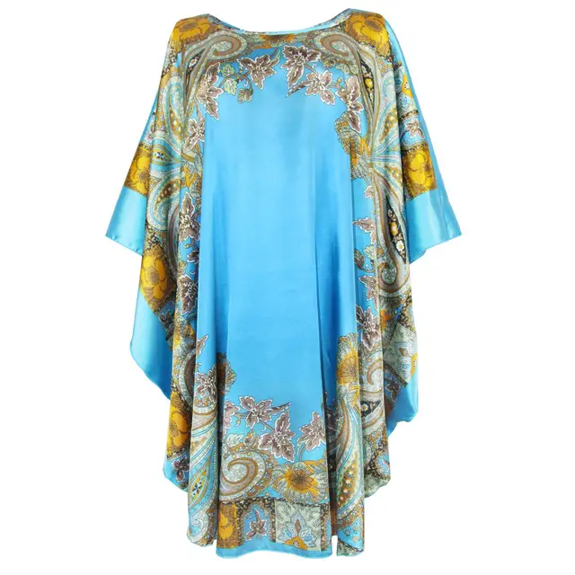 Sexy Female Silk Rayon Robe Bath Gown Nightgown Summer Casual Home Dress Printed Loose Sleepwear Plus Size Nightwear Bathrobe Style A 2
