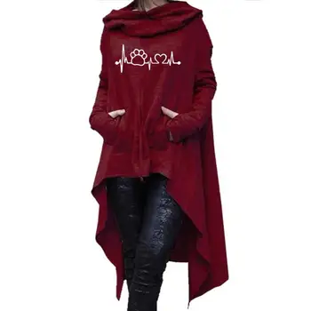 

Hoodies For Women Long Irregular Letters Print Sweatshirts Hoodies Women Tops Femmes Clothings 2018 Printing Pockets And For