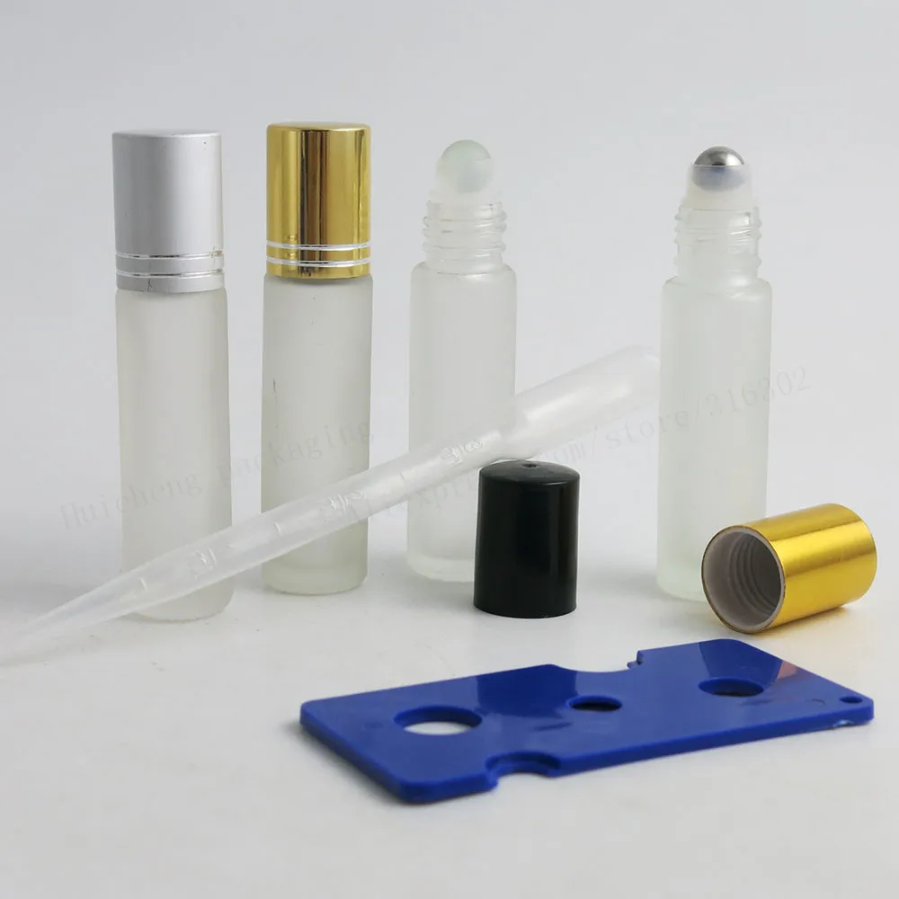 200 x 10ml frosted glass roll on perfume bottle with black lids
