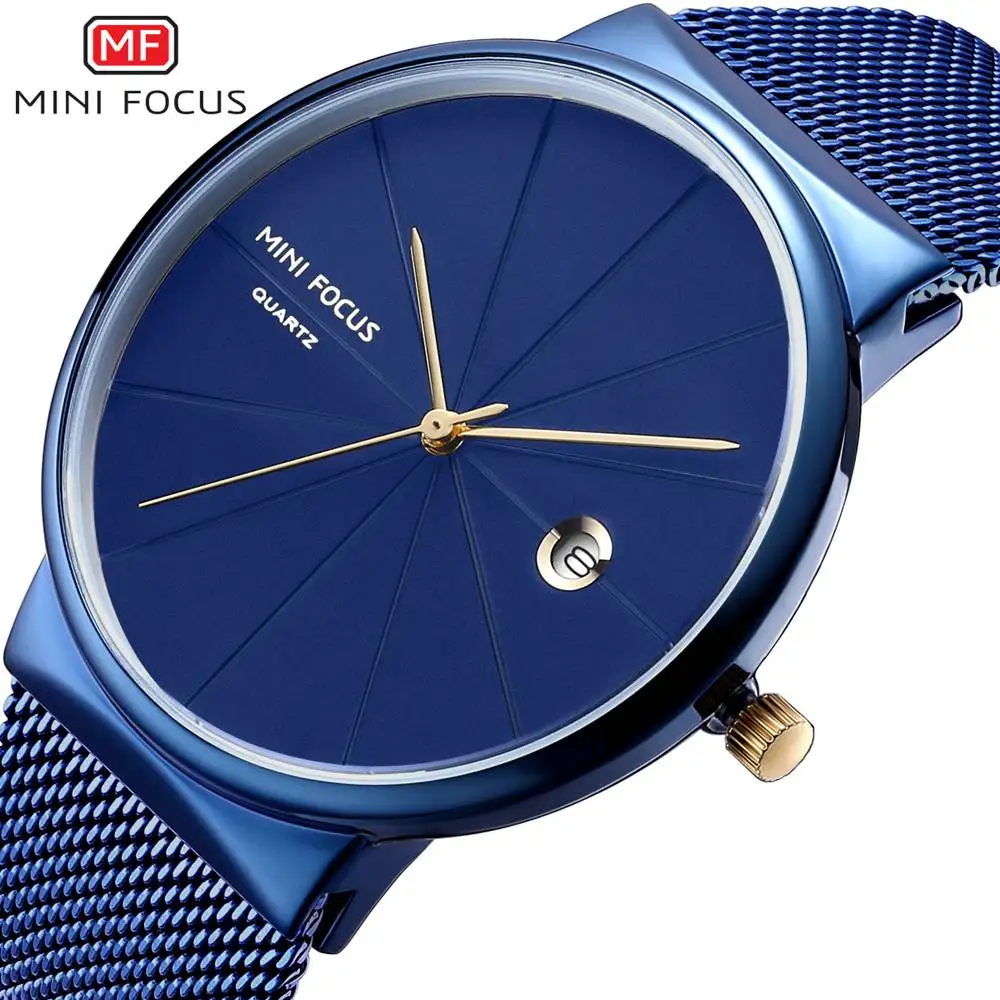 

Fashion Business Top Brand Stainless Steel Strap Quartz Watch MINI FOCUS New 2019 Men Watches Casual Clock Relogio Masculino