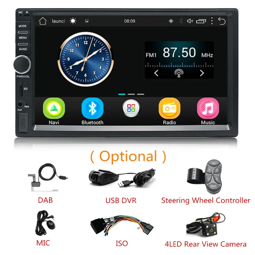 2 DIN Android Car Stereo GPS Navigation 7 Car Video Audio Player AM FM Radio USB