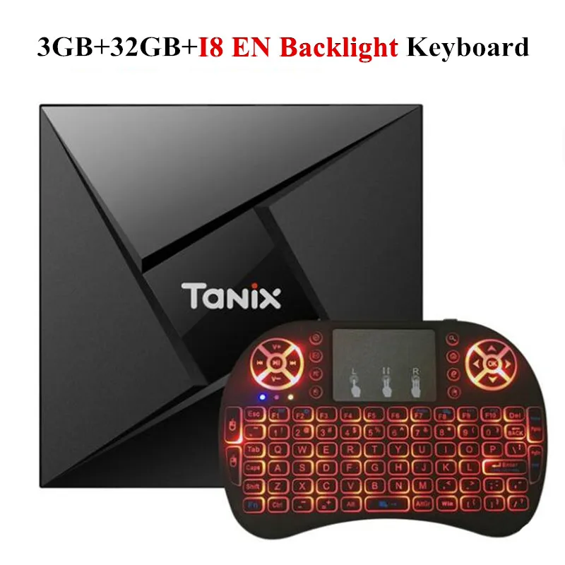 Tanix TX9 Pro Android 7,1 Смарт ТВ приставка Amlogic S912 Восьмиядерный приставка 3 ГБ 32 ГБ Bluetooth 4,1 1000M LAN 4K HDMI медиаплеер - Цвет: 3 32G I8 EN Keyboard