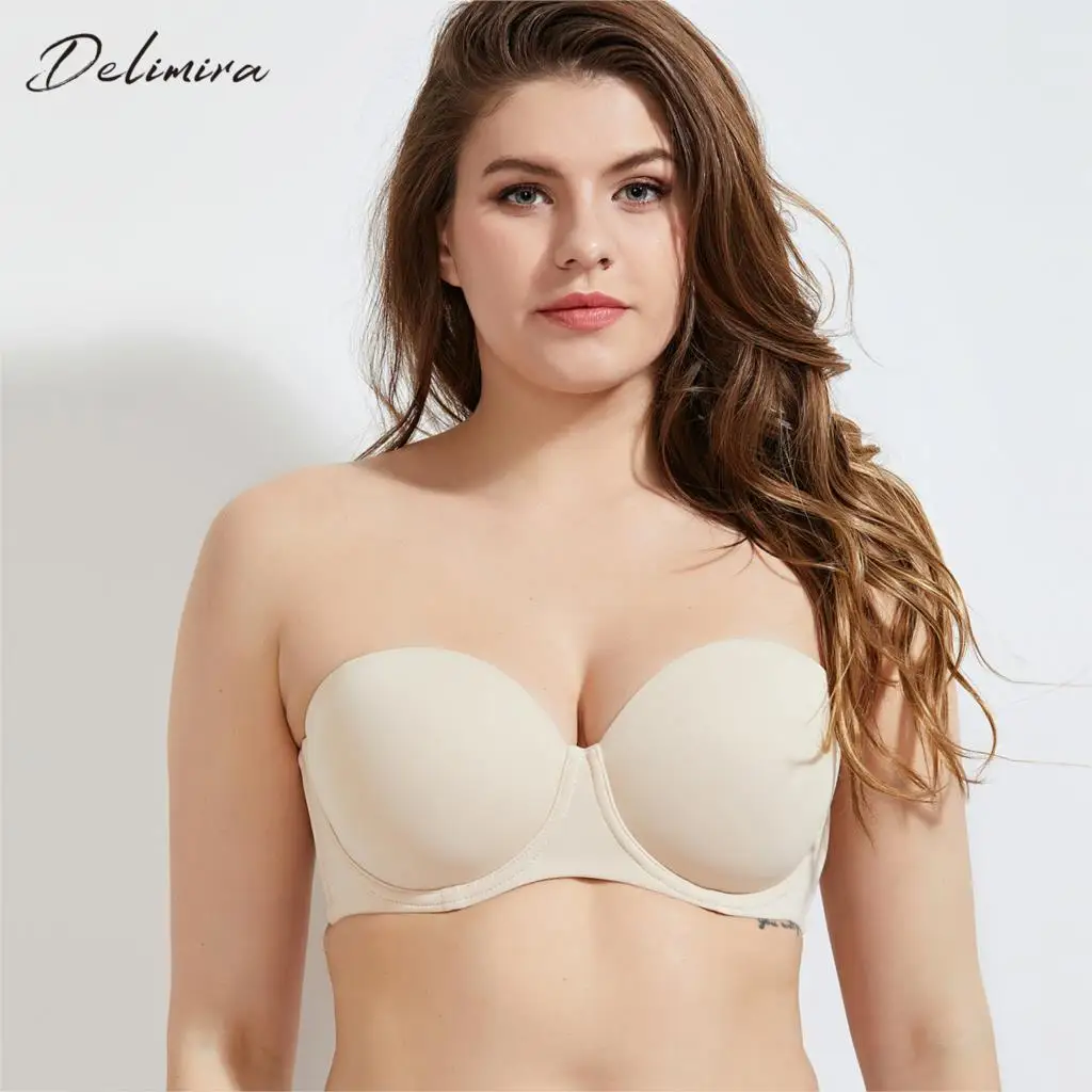 

DELIMIRA Women's Seamless Contour Underwire Full Figure Padded Multiway Strapless Bra