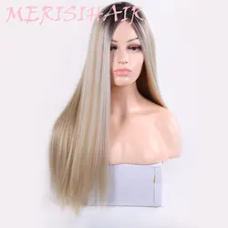 Меризи волосы длинные прямые волосы синтетический парик многоцветной дополнительно окрашенных парик Ombre парик дамы ежедневно высокое