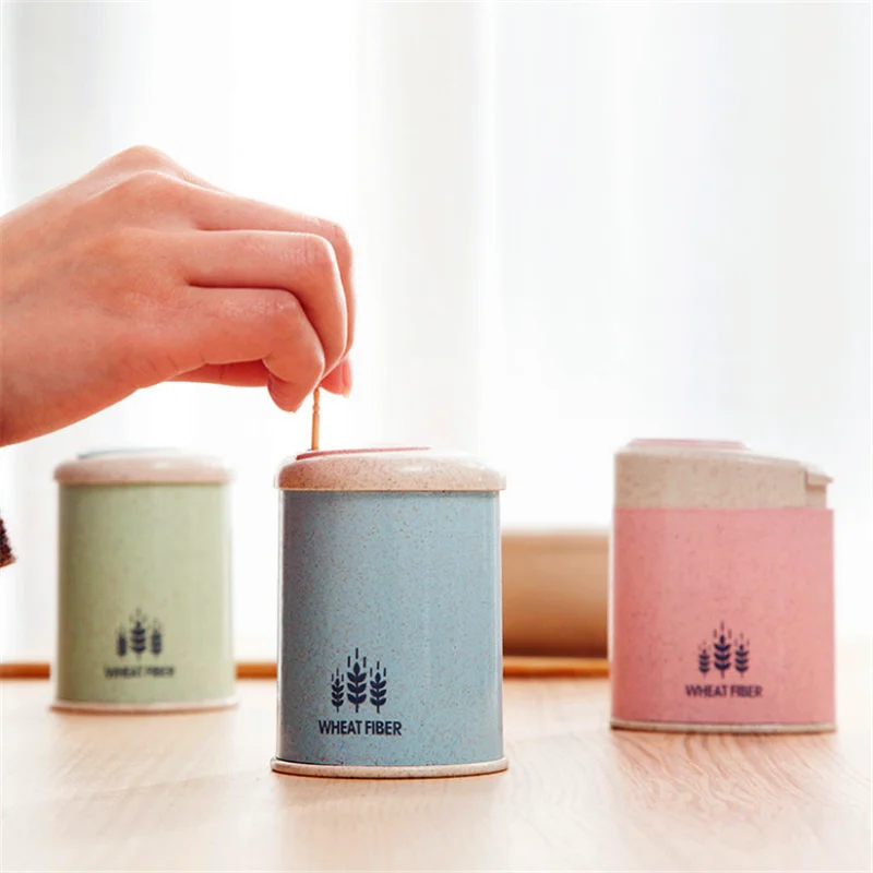 

Automatic Toothpick Holder Container Wheat Straw Household Table Toothpick Storage Box Toothpick Dispenser