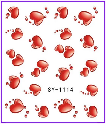 1X водные переводные наклейки на ногти наклейки водяные переводные наклейки на стену с рисунком милое сердце, Любовь День Святого Валентина SY1114