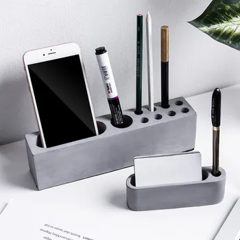

Penholder Concrete Molds Phone Bracket Cement Clay Mold Desk Decor Pen Card Holder Plaster Craft Silicone Mould