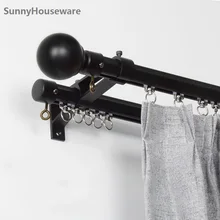 SunnyHouseware роскошный черный металл 100 см двойной карниз набор с металлические ролики для гостиной