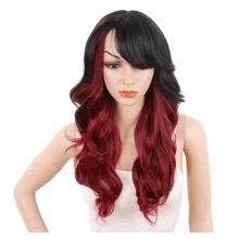 Deyngs Ombre красный/Блонд синтетические парики для черных женщин длинные объемные волнистые парики с челкой волосы высокая температура Narural косплей парик