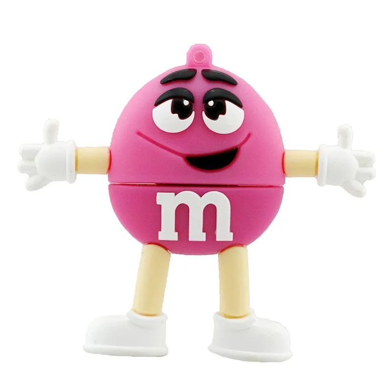 Милый мультяшный usb-накопитель M& M Rainbow Bean, 4 ГБ, 8 ГБ, 16 ГБ, 32 ГБ, 64 ГБ, флеш-накопитель USB 2,0, флеш-карта памяти, 6 цветов на выбор - Цвет: Pink