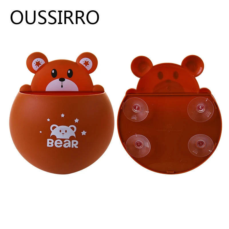 

Cute Cartoon Animal Toothbrush Holder Strong Sucker Toothbrush Toothpaste Rack Decorative Box Bathroom Storage Accessories
