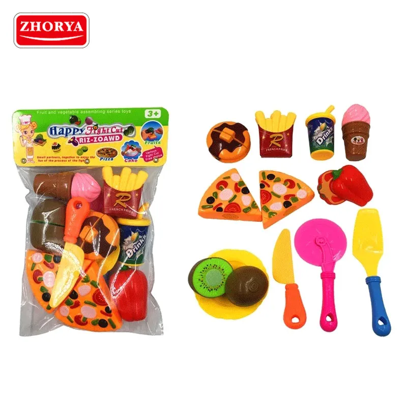 

Zhorya toys DIY Pretend Play Fruit and pizza Cutting Kitchen Food Toys 11pcs Girls Birthday Gift for Children