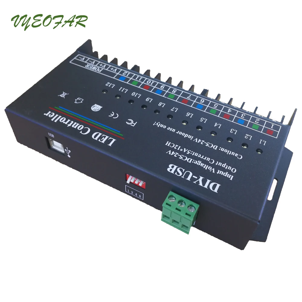 USB DIY светодиодный RGB/RGBW контроллер 12 программируемых канала 12V 24V 5A * 12CH 3528 5050 один