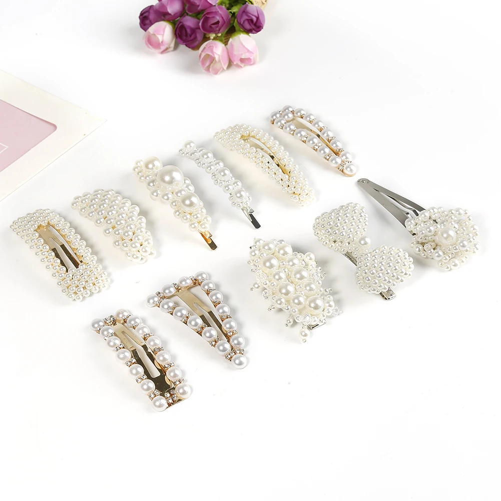 

2019 New Fashion Women Pearl Hair Clip Korean Hair Pin Snap Hair Barrette Stick Hair Styling Accessories for Women Girls