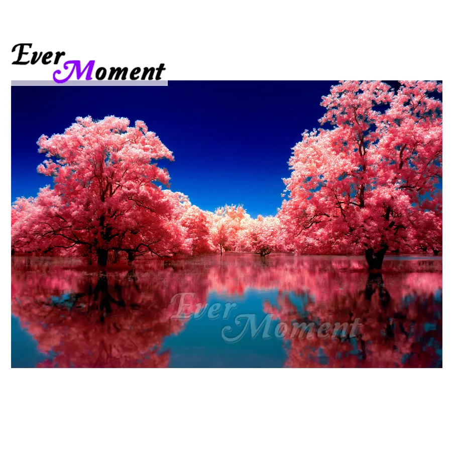 

Ever Moment Diamond Painting Red Flower Tree Reflection Full Square Drill Picture Of Rhinestone Diamond Embroidery 3F1715