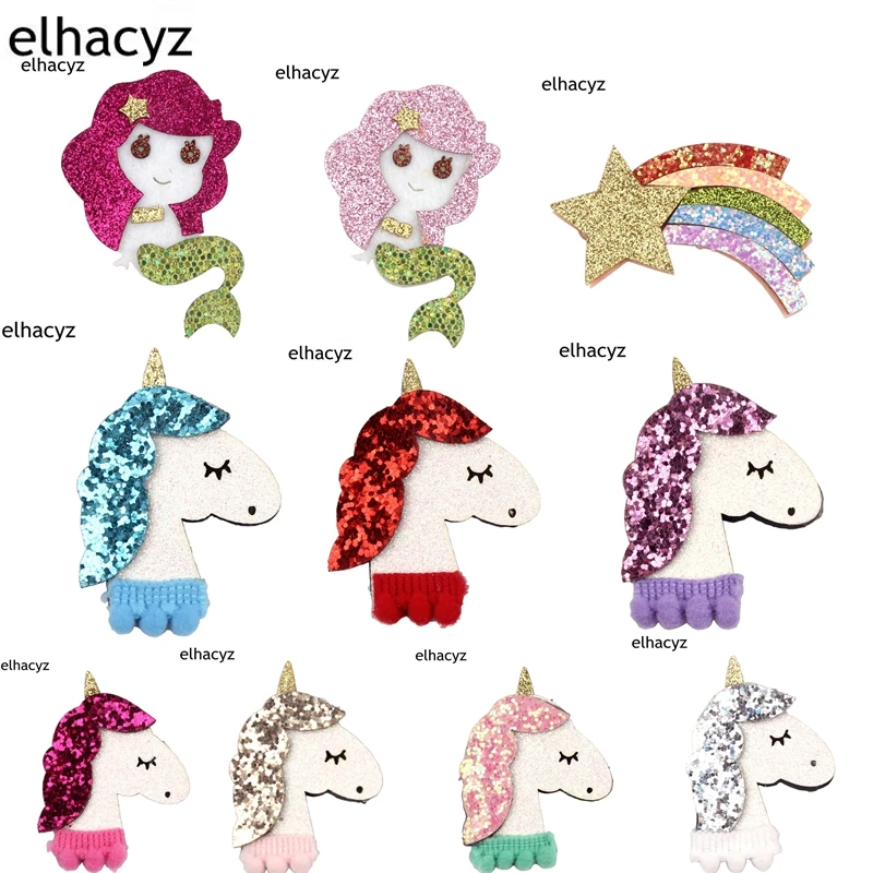 

2pcs/lot Felt Unicorn Horns Rainbow Mermaid DIY Hair Accessories For Girls Hair Clips Headband Headwear Birthday Party Supplies