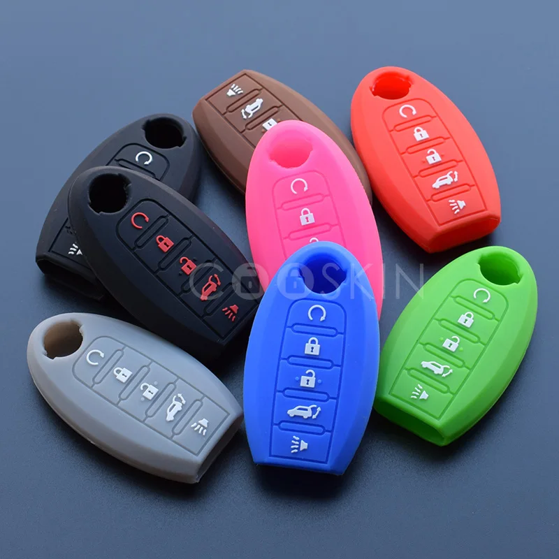 

silicone car key Cover Key Case For Nissan Altima Maxima Infiniti EX G37 FX Q60 QX50 QX70 athfinder 5 button key 10pcs/lot