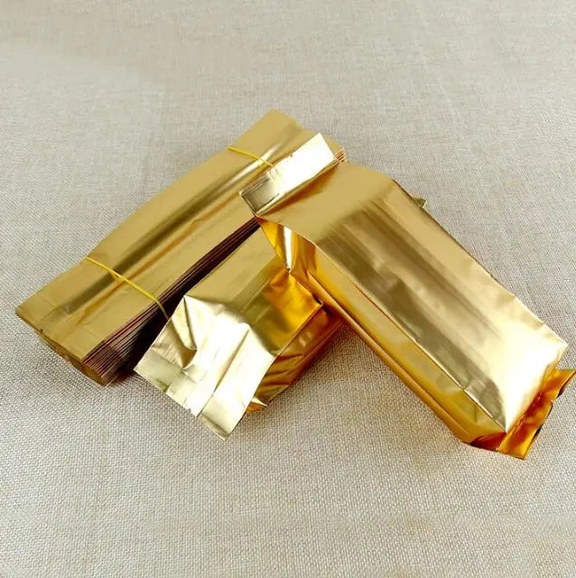 100Pcs Open Top Gold Aluminium Foil Plastic Packaging Bags Small size