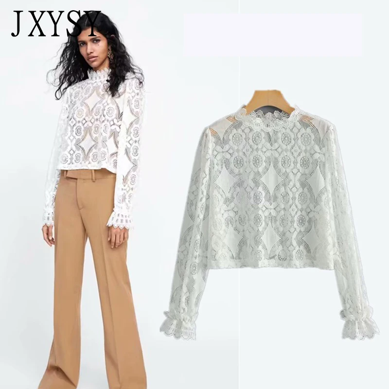 

JXYSY blusas mujer de moda 2019 polyester lace england style petal sleeve kimono blouse womens tops and blouses