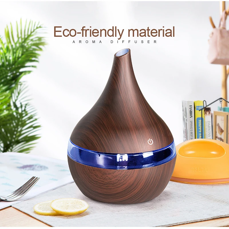 

300ml USB Electric Aroma Air Diffuser Wood Ultrasonic Air Humidifier Essential Oil Aromatherapy Cool Mist Maker For Home