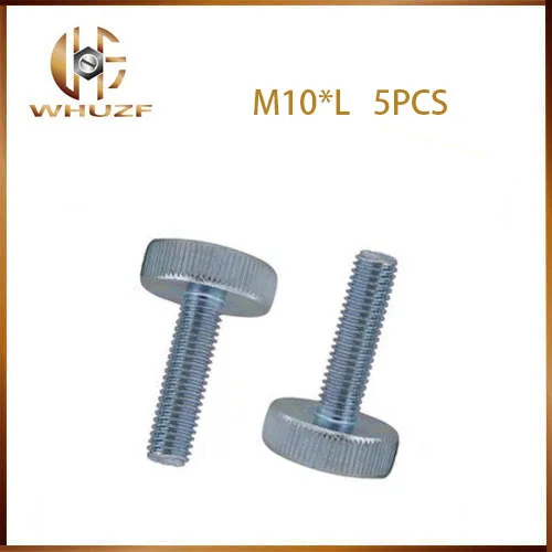 5Pcs GB835 M10 Knurling Flat Head Knurled Thumb Screw Hand Tighten