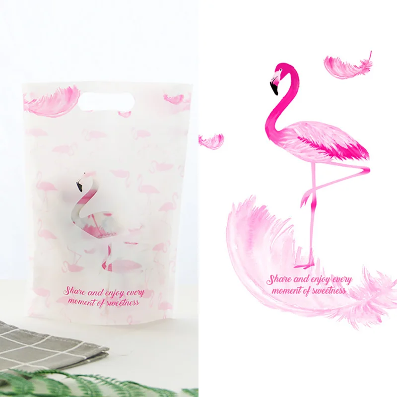 

Festival Gifts Packaging Bag 50 pcs/lot Flamingo Frosted Zipper Bag Nordic Pink Self-styled Plastic Handmade Biscuit Package Bag