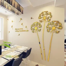 Dandelion flower living room wall sticker Sofa decoration 3D self-adhesive wall sticker TV background wall decoration painting dandelion pattern wall sticker