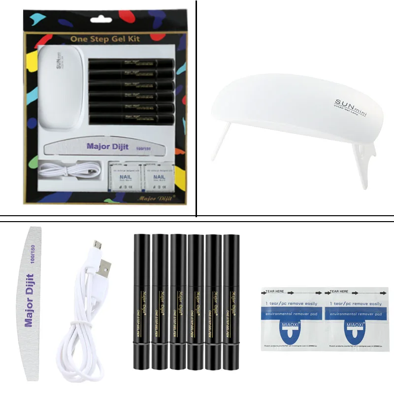 Manicure-Set-With-Lamp-Nail-Kit-UV-LED-Lamp-For-Nail-Art-Sets-6pcs-5ml-One