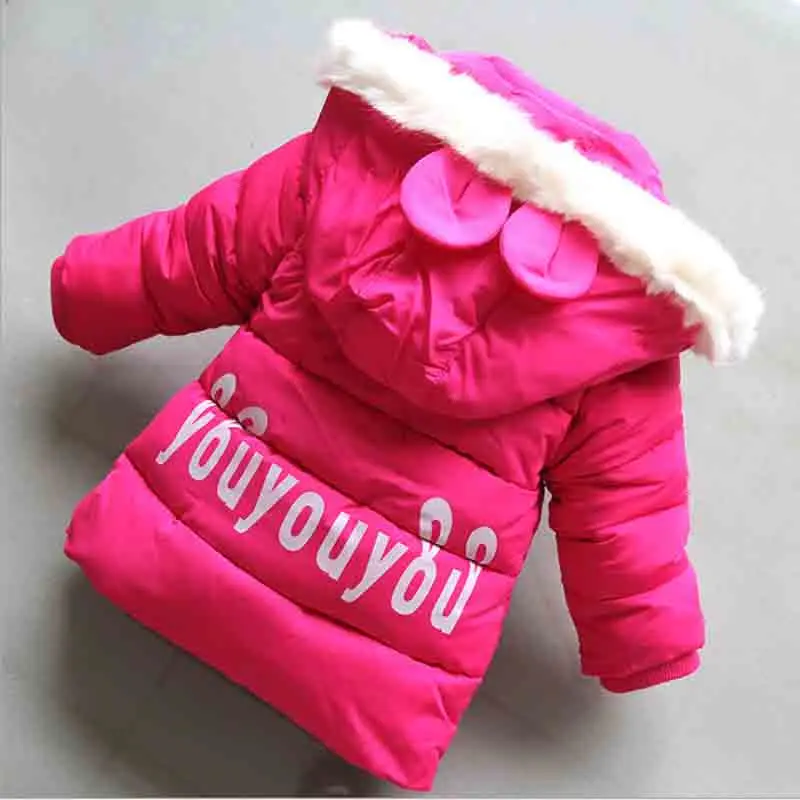BibiCola/теплая зимняя куртка из хлопка для новорожденных модная верхняя одежда с капюшоном и рисунком кролика для маленьких девочек подходит для От 0 до 2 лет и малышей