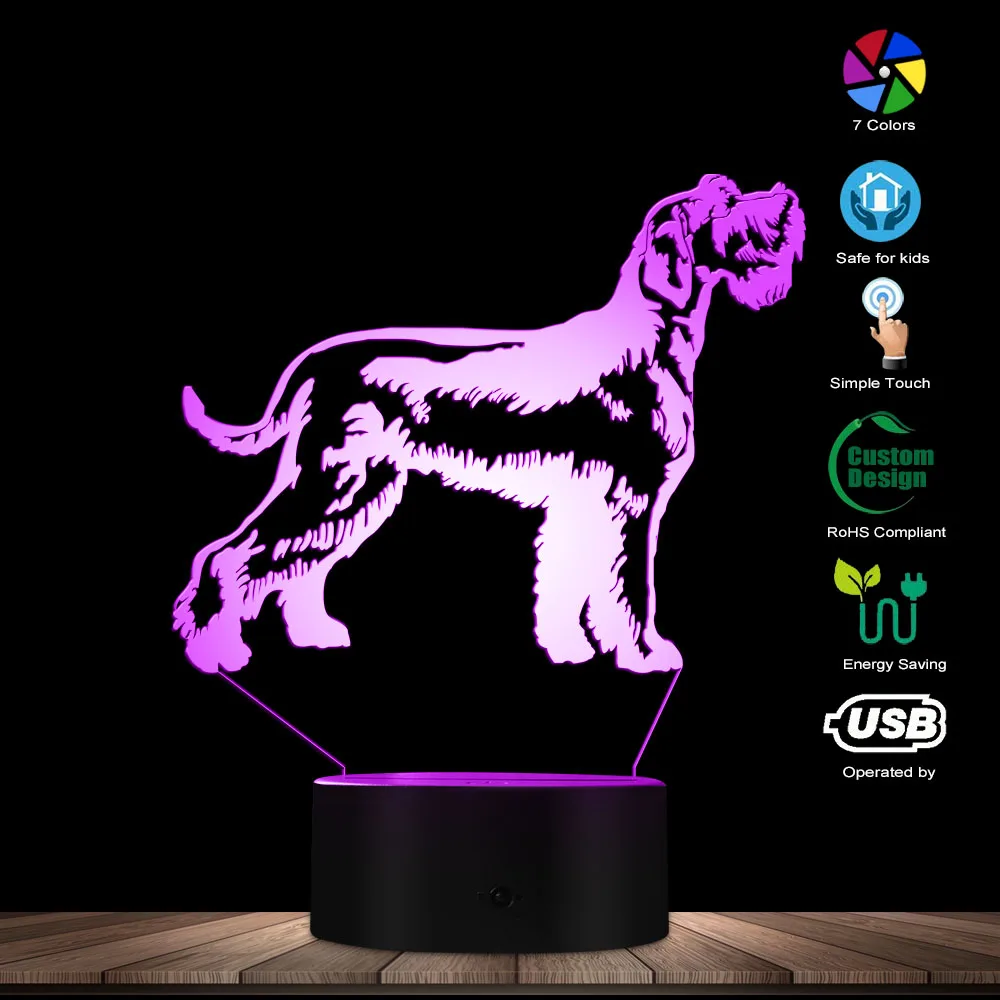 На заказ шнауцер собака стоящий портрет светящаяся Светодиодный лампа животное щенок чистокровный Хаунд порода украшение для зоомагазина