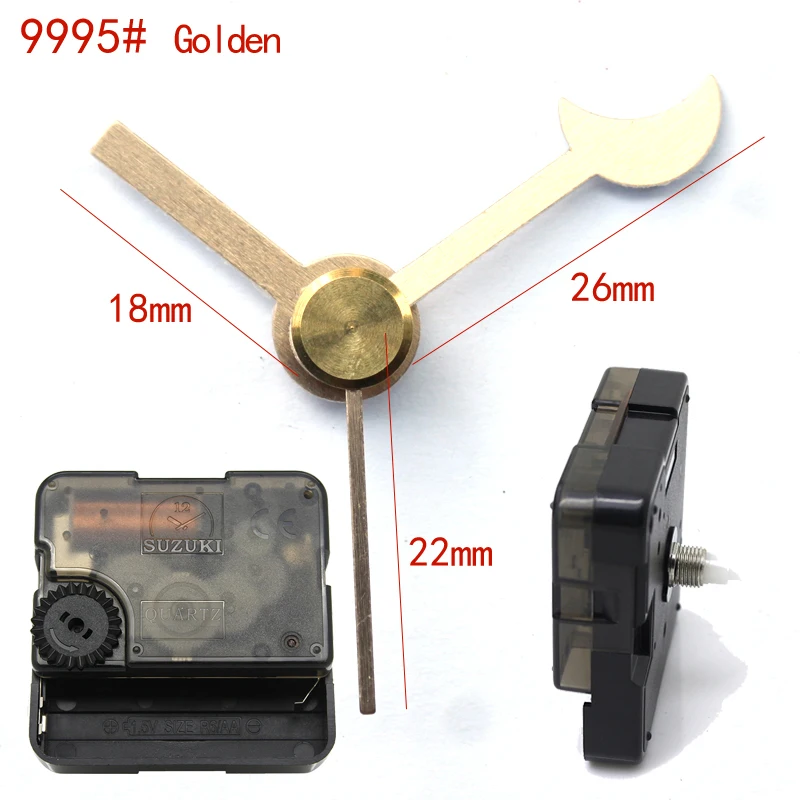 スズキ サイレントムーブメント付きプラスチックウォールクロック,9995 ゴールドハンドムーブメント付きクォーツアクセサリー,hs88