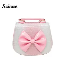 Belle Stéréoscopique Bowknot PU Cuir Messenger Sac Paquet de Princesse pour Bébé Filles Fourre-Tout Sac Enfants de La Maternelle Sac À Main Cadeau
