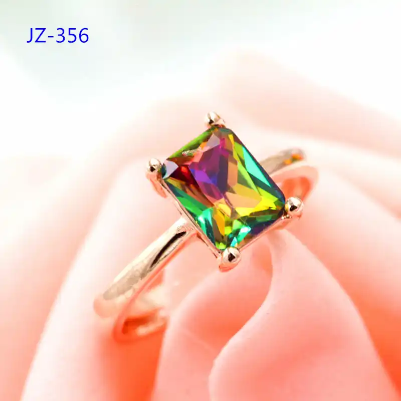 Высокое качество покрытие 18 k кольцо 18 k розовое кольцо открытие женщины прямоугольные цвета сокровище Кристалл кольцо