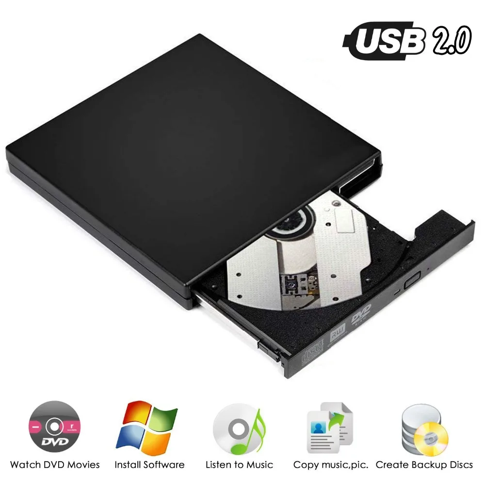 Для Samsung Sony Acer Ноутбуки ПК Тонкий портативный USB 2 0 Внешний DVD привод 8X ROM Combo Player 24X CD