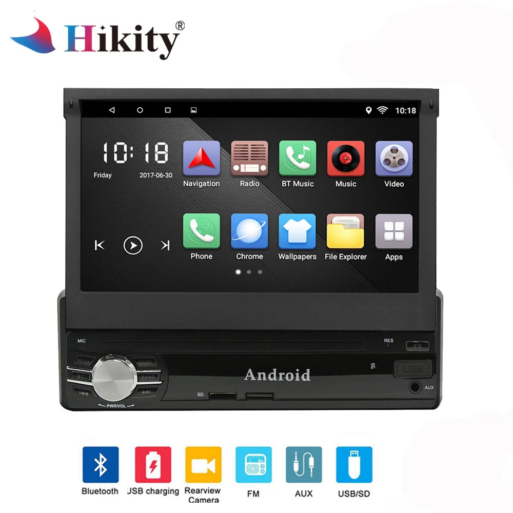 

Hikity 1 Din Android Car Multimedia 7 Inch Quad Core 6.0 1G+16G Car Styling Autoradio Android Car Audio Player Bluetooth WIFI