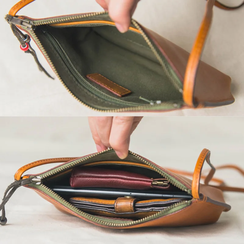 AETOO Head-layer cowhide envelope bag retro leather solid color small square bag single shoulder oblique carry summer female bag