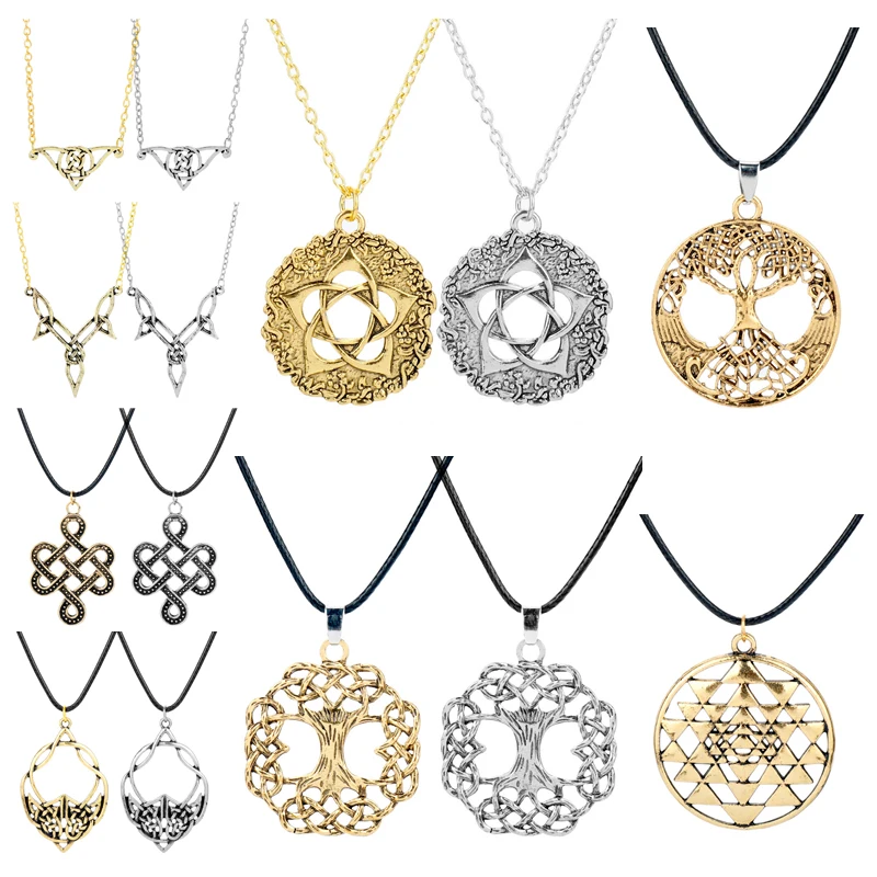

Women Necklace Vintage Jewelry Tree of Life Celtics Knots Pendant Necklaces Metal Charm Chain Choker Female Accessories